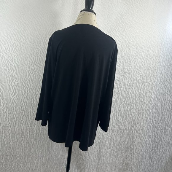 Ruby Rd. black knit top with gold embellished neck and center front tunic 1X - Picture 5 of 6